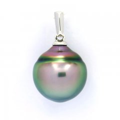 Pendentif en Argent et 1 Perle de Tahiti Cercle B 11.8 mm