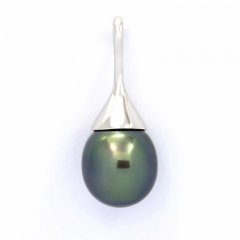 Pendentif en Argent et 1 Perle de Tahiti Semi-Baroque C 11.2 mm