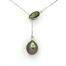 Collier en Argent et 1 Perle de Tahiti Semi-Baroque B 9.5 mm