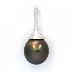 Pendentif en Argent et 1 Perle de Tahiti Semi-Baroque B 12.5 mm