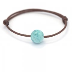 Bracelet en Coton et 1 Larimar - 11.4 mm - 2.6 gr