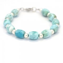 Bracelet de 11 Larimar de 8 mm - 18 cm - 11.6 gr