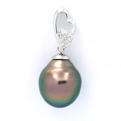 Pendentif en Argent et 1 Perle de Tahiti Semi-Baroque C 11.6 mm