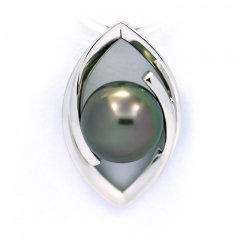 Pendentif en Argent et 1 Perle de Tahiti Ronde C 9.1 mm