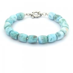 Bracelet de 16 Larimar de 8.5  9 mm - 20 cm - 23 gr