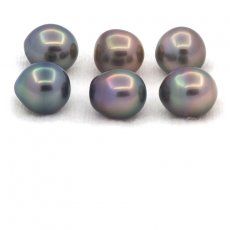 Lot de 6 Perles de Tahiti Semi-Baroques B de 9.5  9.8 mm