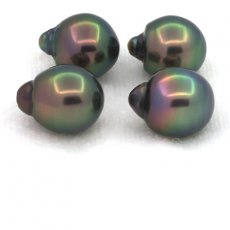 Lot de 4 Perles de Tahiti Semi-Baroques B de 9.5  9.7 mm