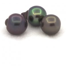 Lot de 3 Perles de Tahiti Semi-Baroques B de 9  9.2 mm