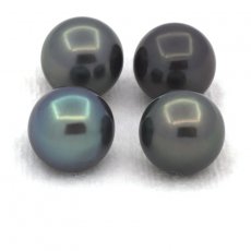 Lot de 4 Perles de Tahiti Rondes C de 9.5  9.6 mm