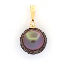 Pendentif en Or 18K et 1 Perle de Tahiti Grave 10.5 mm