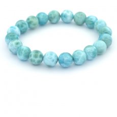 Bracelet de 20 Perles en Larimar de 9.5  9.8 mm - 16 cm - 26.2 gr