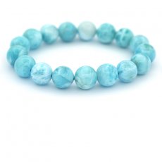 Bracelet de 17 Perles en Larimar de 11.6  12.1 mm - 16 cm - 41.5 gr