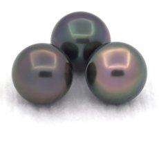 Lot de 3 Perles de Tahiti Semi-Rondes C de 10.7  10.8 mm