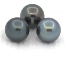 Lot de 3 Perles de Tahiti Rondes C de 10  10.2 mm