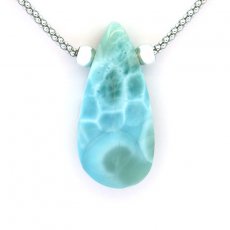 Collier en Argent et 1 Larimar - 36 x 17 x 8 mm - 8.6 gr