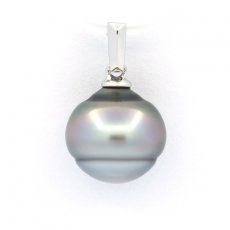 Pendentif en Argent et 1 Perle de Tahiti Cercle C 11 mm