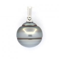 Pendentif en Argent et 1 Perle de Tahiti Cercle B/C 12.2 mm