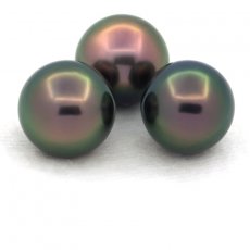 Lot de 3 Perles de Tahiti Semi-Rondes C de 11  11.3 mm