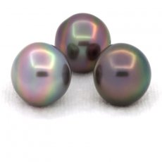 Lot de 3 Perles de Tahiti Semi-Baroques C de 11.7  12.2 mm