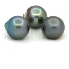 Lot de 3 Perles de Tahiti Semi-Baroques C de 11.7  11.9 mm