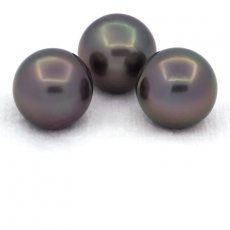 Lot de 3 Perles de Tahiti Semi-Rondes C de 12.6  12.8 mm