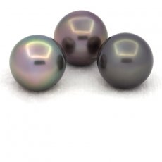 Lot de 3 Perles de Tahiti Semi-Rondes C de 12.7  12.8 mm