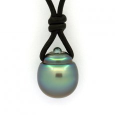 Collier en Cuir et 1 Perle de Tahiti Cercle C 12.5 mm
