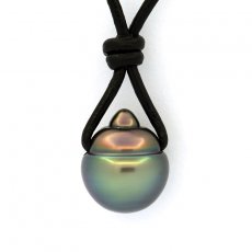 Collier en Cuir et 1 Perle de Tahiti Cercle B 11.8 mm