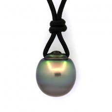 Collier en Cuir et 1 Perle de Tahiti Cercle C 13.2 mm