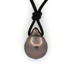 Collier en Cuir et 1 Perle de Tahiti Cercle B 11.2 mm