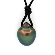 Collier en Cuir et 1 Perle de Tahiti Cercle C 10.7 mm