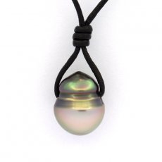 Collier en Cuir et 1 Perle de Tahiti Cercle C 10.1 mm