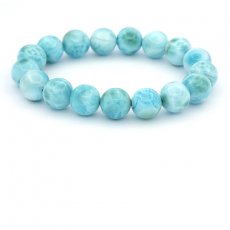 Bracelet de 17 Perles en Larimar de 11.7  12.2 mm - 17 cm - 41.3 gr