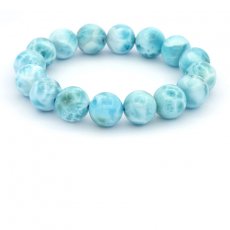 Bracelet de 16 Perles en Larimar de 12.7  13 mm - 18 cm - 50.9 gr