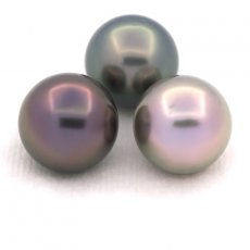 Lot de 3 Perles de Tahiti Rondes C de 12 mm