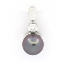 Pendentif en Argent et 1 Perle de Tahiti Semi-Baroque B 8.6 mm