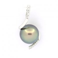 Pendentif en Argent et 1 Perle de Tahiti Ronde C 9.3 mm