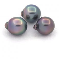 Lot de 3 Perles de Tahiti Semi-Baroques B/C 10 mm
