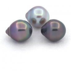Lot de 3 Perles de Tahiti Semi-Baroques B 11 mm