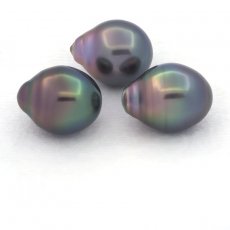 Lot de 3 Perles de Tahiti Semi-Baroques B 11.1 mm