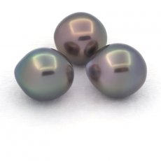 Lot de 3 Perles de Tahiti Semi-Baroques C de 11  11.3 mm