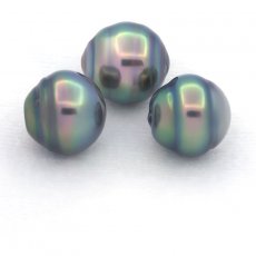 Lot de 3 Perles de Tahiti Cercles C de 10.4  10.6 mm