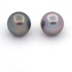 Lot de 2 Perles de Tahiti Semi-Rondes C de 10.4  10.6 mm