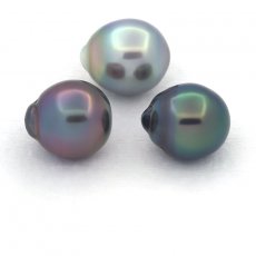 Lot de 3 Perles de Tahiti Semi-Baroques C de 11  11.4 mm