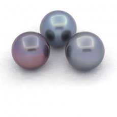 Lot de 3 Perles de Tahiti Semi-Baroques C de 11  11.4 mm