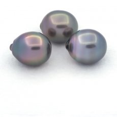 Lot de 3 Perles de Tahiti Semi-Baroques B/C de 11  11.4 mm