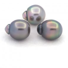 Lot de 3 Perles de Tahiti Semi-Baroques B de 10.7  10.8 mm