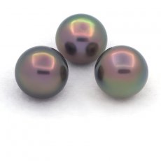 Lot de 3 Perles de Tahiti Semi-Baroques B de 10.6  10.7 mm