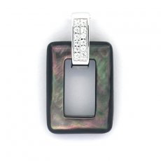 Pendentif en Nacre de Tahiti et Argent .925 Rhodi