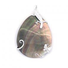 Pendentif en Nacre de Tahiti et Argent .925 Rhodi